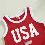 Toddler Boy Tanks Top+Shorts USA Letter Print Kids Baby Boys Clothes Sets Drawstring 4th of July 2pcs Independence Day Outfit