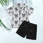 2pcs Lapel Short Sleeve+Shorts Summer Short Sleeve T Shirt Shorts Printed Fashion Casual Outfits for Toddler Baby Boys