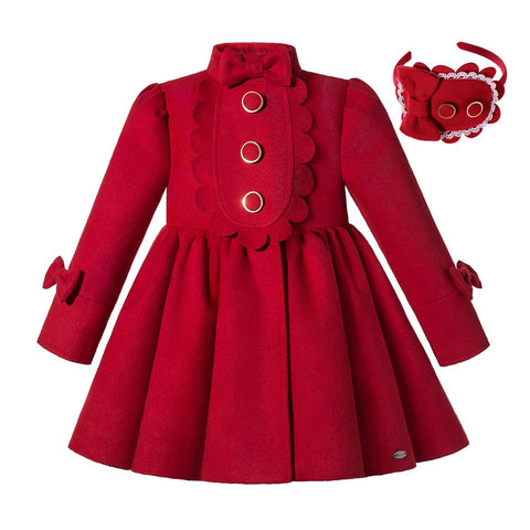 Pettigirl Red Christmas Winter Dresses Jacket Coats Clothes for Infant Baby Girls Kids Clothing &amp;Hairband 234 to 6 8 10 12 Years