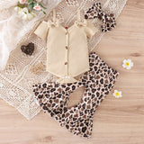 Baby Girl Solid Suspender+Pants Lovely T-Shirt Tops+Bell Bottoms 3 Piece Cute Tops+Floral Flare Pants Kids Clothes