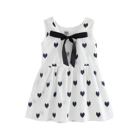 1pcs Girls Dress Toddler Girl Clothes Girls Summer Princess Dress Children&#39;s Party Sleeveless Love Pattern Dress With Bow Tie