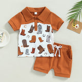 2pcs Short Sleeve T Shirt Shorts Fashion Toddler Boys Lapel Short Sleeve+Shorts Summer Casual Clothes Sets for Baby Boys