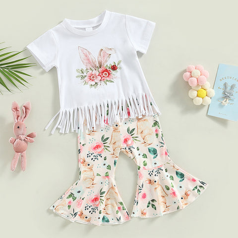 Baby Girls Tassels Short Sleeves Tops Set Lovely Casual Kids Clothes 2023 Summer Baby Clothes Toddler Girl Knitting Daily Wear