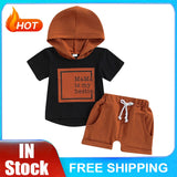 Baby Boy Pullover Hooded Top and Laceup Shorts Two-Piece Set Children Clothes Suit for Boy 2023 Summer Baby Clothes Young Child