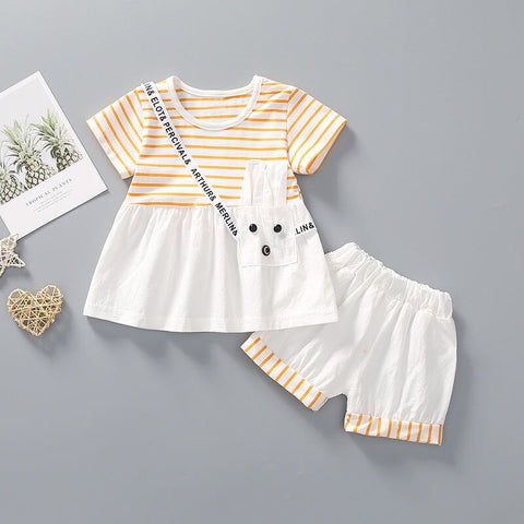 Baby Girls Clothing Outfits Brand Summer Infant Short Sleeve T-shirt Shorts 2pc/Sets Clothes Casual Striped Sports Tracksuits