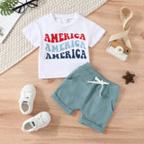 Baby Boys Casual Sports Tops Shorts Two-Piece Set Pullover T Shirt Tops and Shorts Cotton Letter Printed  Children Clothes Sets