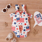 Baby Girls Independence Day Children&#39;s Clothing Cow Head Printed One Piece 2023 Summer Baby Clothes Toddler Girl Clothes NewBorn