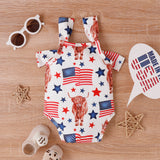 Baby Girls Independence Day Children&#39;s Clothing Cow Head Printed One Piece 2023 Summer Baby Clothes Toddler Girl Clothes NewBorn