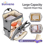 Sunveno Stylish Upgrade Diaper Bag Backpack Multifunction Travel BackPack Maternity Baby Changing Bags 20L Large Capacity