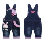 KIDSCOOL SPACE BabyToddler Girls Jean Overalls  Cute 3D Bunny Outfit Denim Pants Clothes Jumpsuit